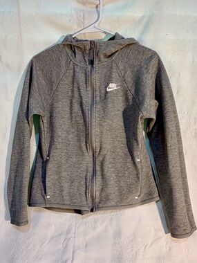Women’s Nike Light Gray Zip Hoodie with White Logo S T0013